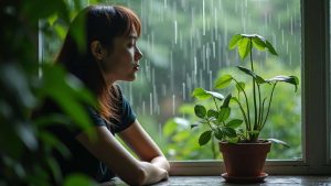 How tuning into natural sounds like rain helps concentration during tasks requiring deep thought